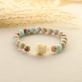 Personalized Natural Stones Bead Bracelet Beaded Bracelet Lion Head Charm Elastic Luck Bead Bracelet for Women Men Gifts