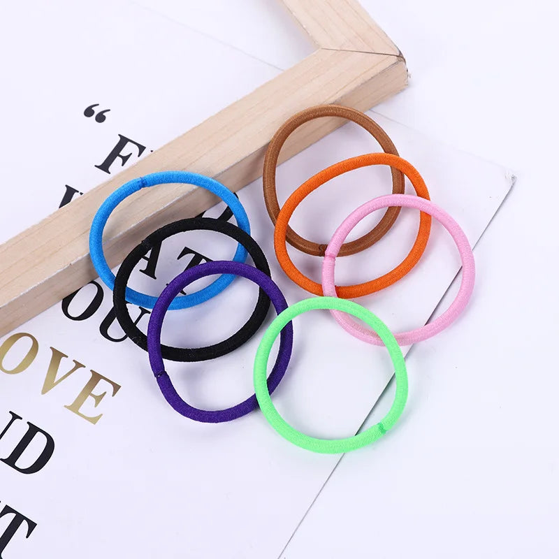 FanYue Black Red pink  Blue Seamless 4MM Kids Girls Baby Hair Ties Hair Scrunchies Hair Rope Accessories Wholesale 2022