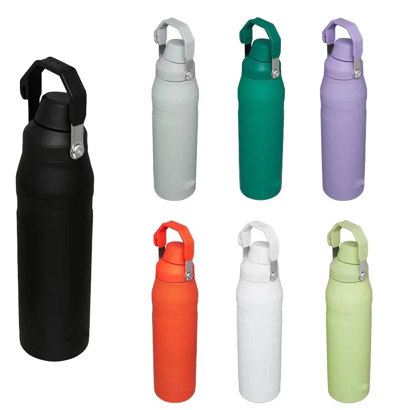 Custom Logo 304 Stainless Steel Water Bottle Flask Portable Handle for Outdoor Sports Travel Modern Design Vacuum Wholesale