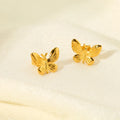 INS 18K Gold Plated Stainless Steel Dainty Butterfly Stud Earring Waterproof Cute Post Earring Jewelry for Anniversary Gift