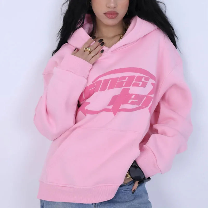 Custom Women's Essentials Hoodie Y2k Streetwear Heavyweight Puff Printing Hoodie Drop Shoulder Pullover Oversize Sweatshirt