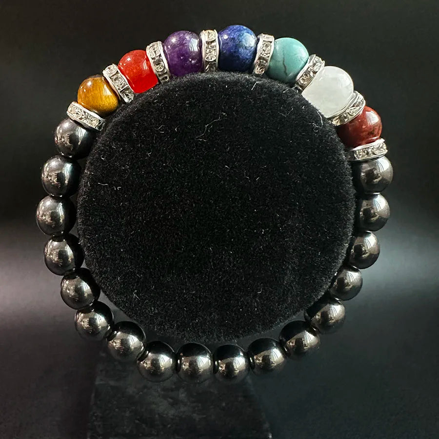 Natural Crystal 8mm Tiger Eye Lava Black Onyx Turquoise Beads 7 Chakra Healing Stone Yoga Bracelets for Women and Men