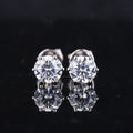 Starsgem 14K 1ct 6.5mm Round Shape Moissanite Diamonds Stud Earrings for Girls in White Gold Jewelry