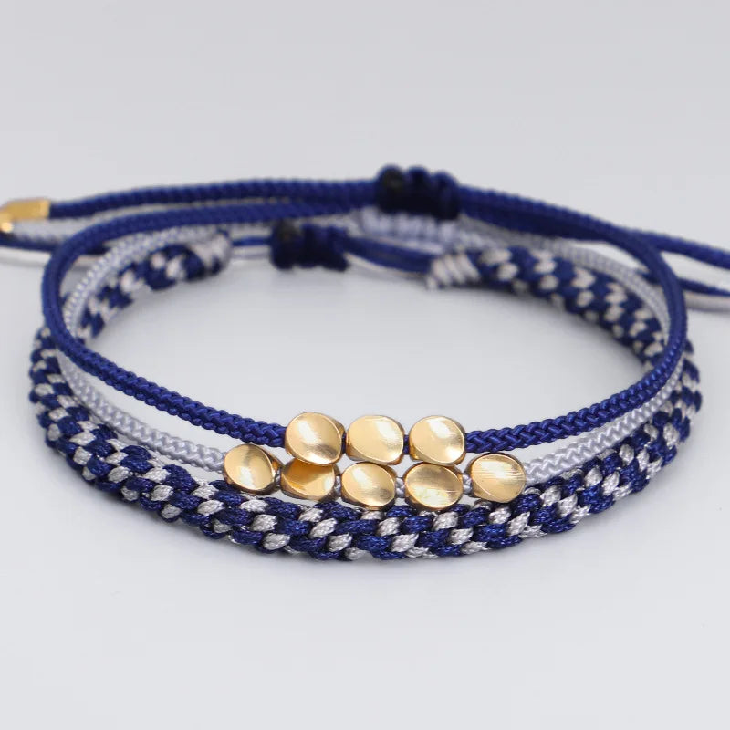 3pcs/Lot Trendy Handmade Adjustable Braided Wrap Silk Rope Cord Woman Men Protection Tibetan Buddhist Bracelet Set Jewelry