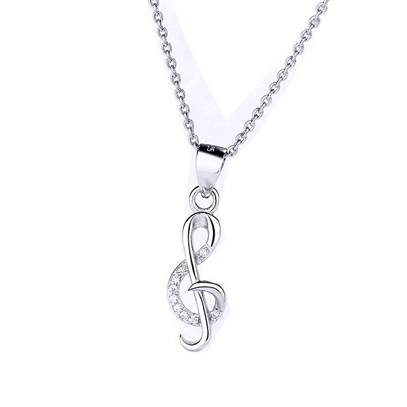 Hainon Sterling Silver 925 Pendant Necklace Fashion Classic Musical Note Pendant Necklace Women Wholesale