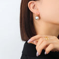 2023 Fashion French Titanium Steel 18k Gold Plated Synthetic Ball Pearl Hanging Earrings Summer Jewelry for Women's Gift
