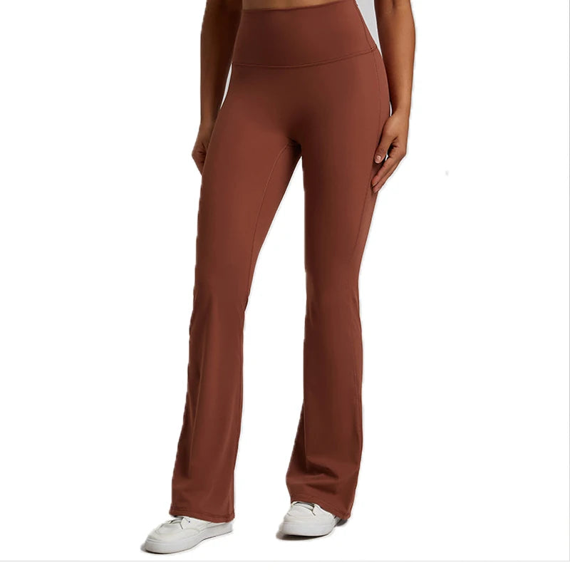Wholesale Women's High Waist Soft Slim Peach Yoga Pants Quality Flared Wide Leg Sports Gym Hip Workout Running Fitness Leggings