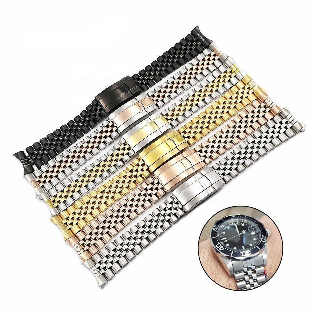 19 20 22mm Hollow Curved End 316L Steel Jubilee Watch Band Bracelet Clasp for Luxury SEIK SKX 007/009