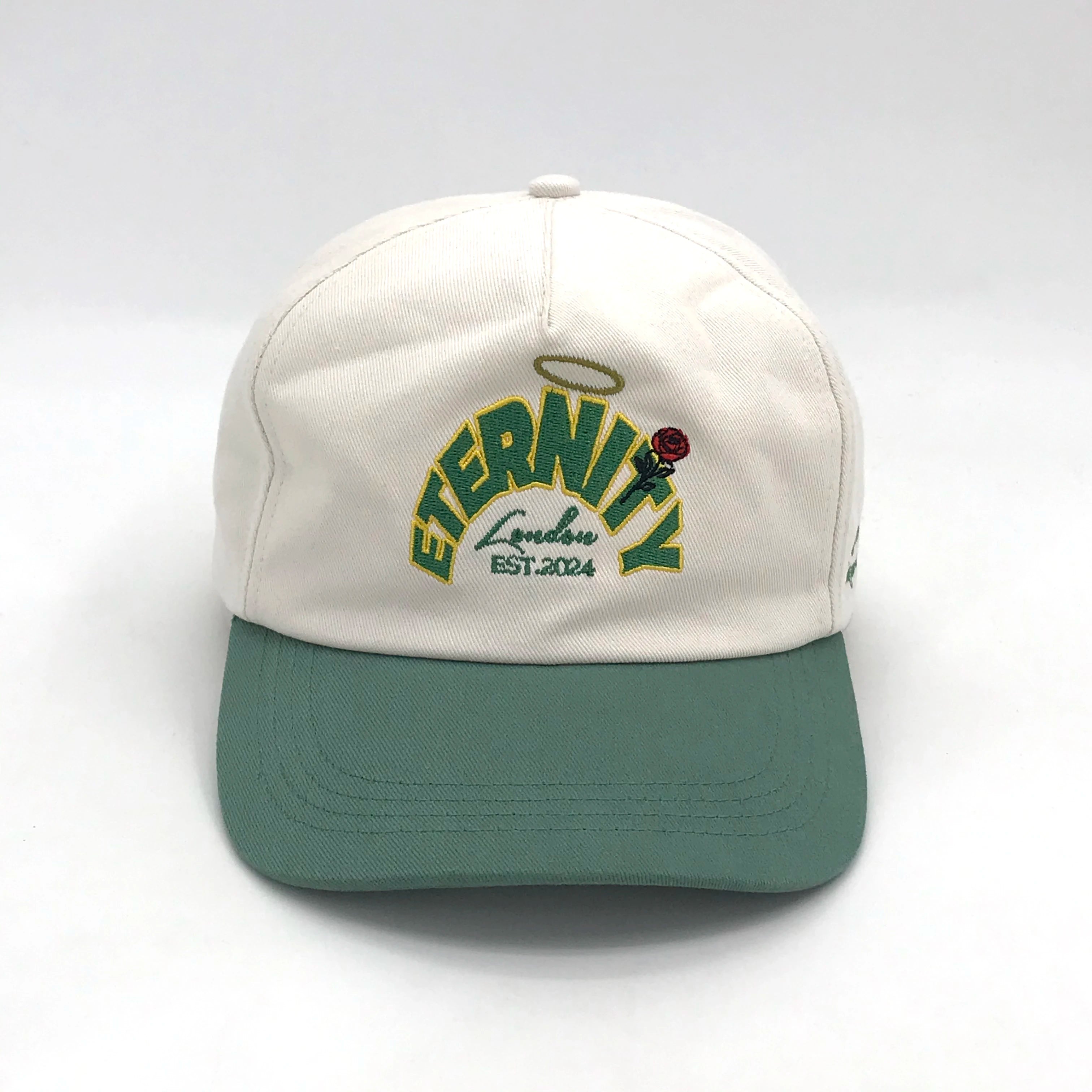 Unisex Custom Embroidery Logo Flat Unstructured 5 Panel Cotton Snapback Hats for Outdoor Street Wear