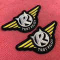 Wing logo Iron on Backing Full Embroidery Patch for Coatslaser Cut 3D Raised logo 100% Embroidery Emblem for Jersey