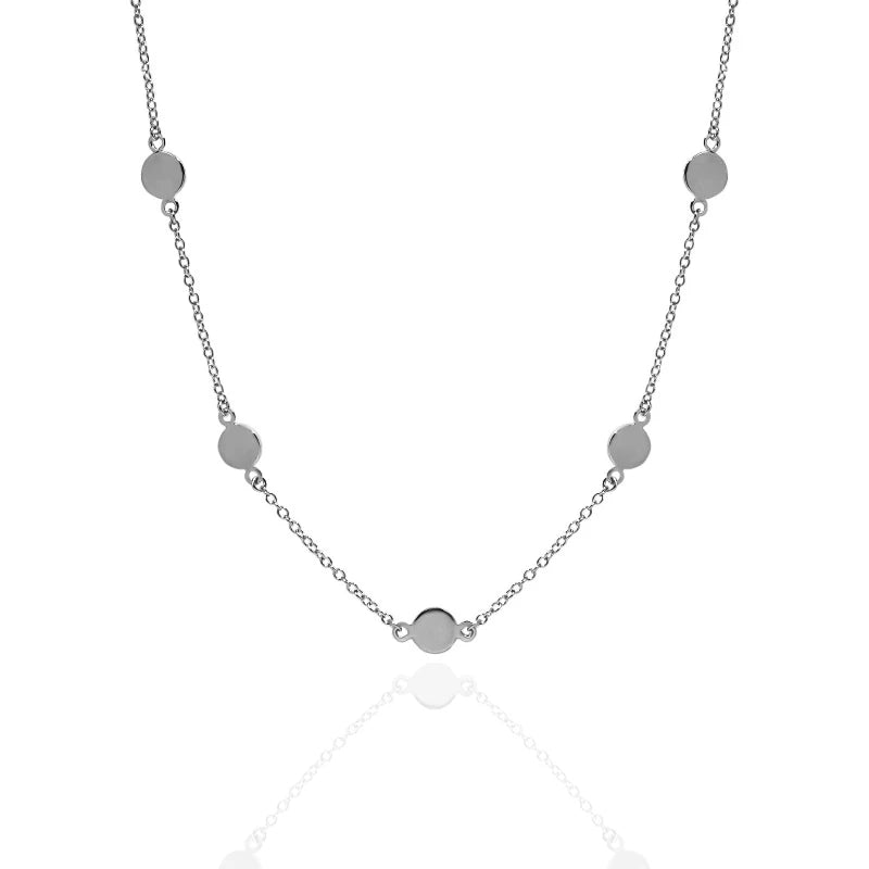 YHX116 Cute S925 Sterling Silver Round Disc Choker Necklace for Women Girl Round Disc Choker Necklace