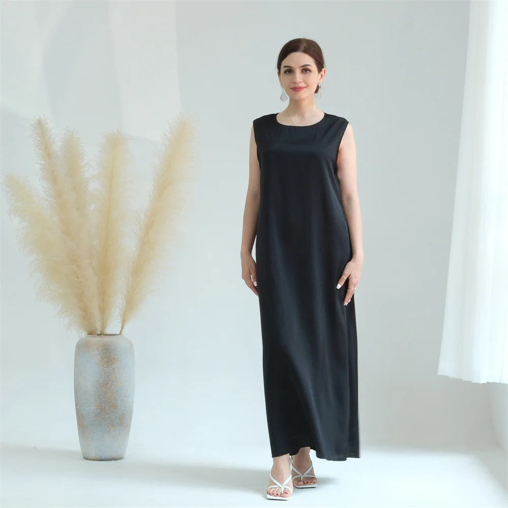Inner Slip Dresses EID Ramadan Dubai Modest Essential Abaya Sleeveless Stain Women Muslim Solid Color Clothing
