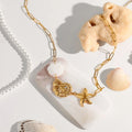 ERESI Non Tarnish Stainless Steel Shell Starfish Pendant Necklace 18K PVD Plated Fashion Necklace for Holiday Charm Jewelry