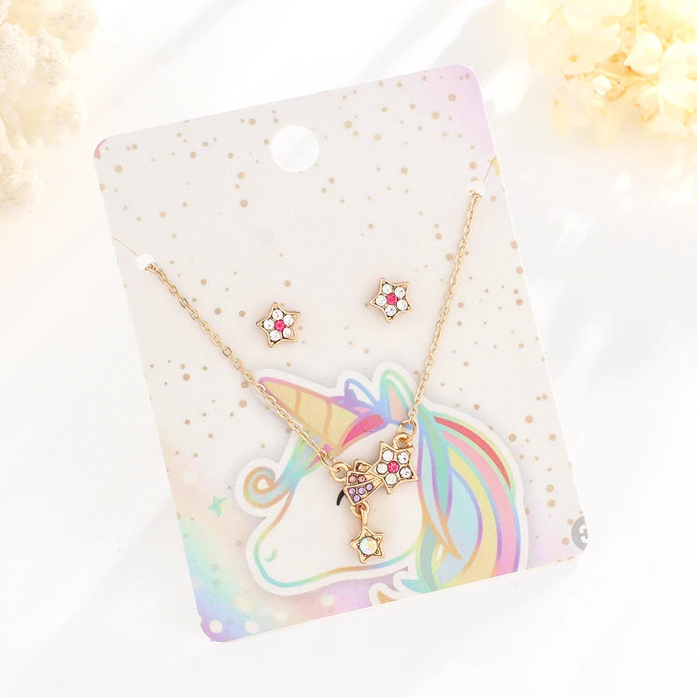 Cute Zinc Alloy Enamel Gold Plated Rainbow Star Children's Jewelry Set for Parties Weddings Engagements-Perfect Gift