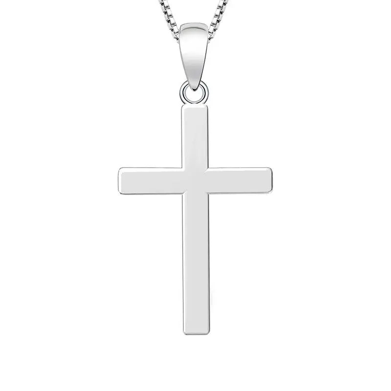 European and American 925 Sterling Silver Cross Pendant Necklace Simple and Classic with Gold Plating Popular Charm Pendants