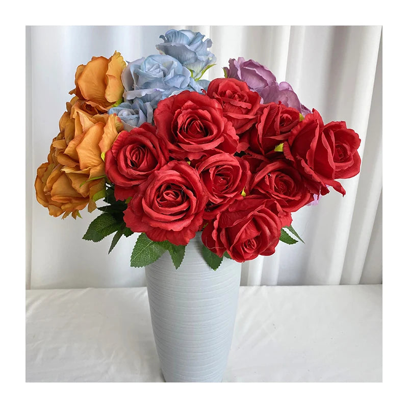 Wedding Flower FengYU 9 Head Classic  Rose Flower Artificial Flowers Decorative