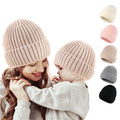 Stretchy Acrylic Fibers Wool Knitted Bennit Mother Sun Daughter Adjust and Kid Sizes Bennit Winter Beanie Hat