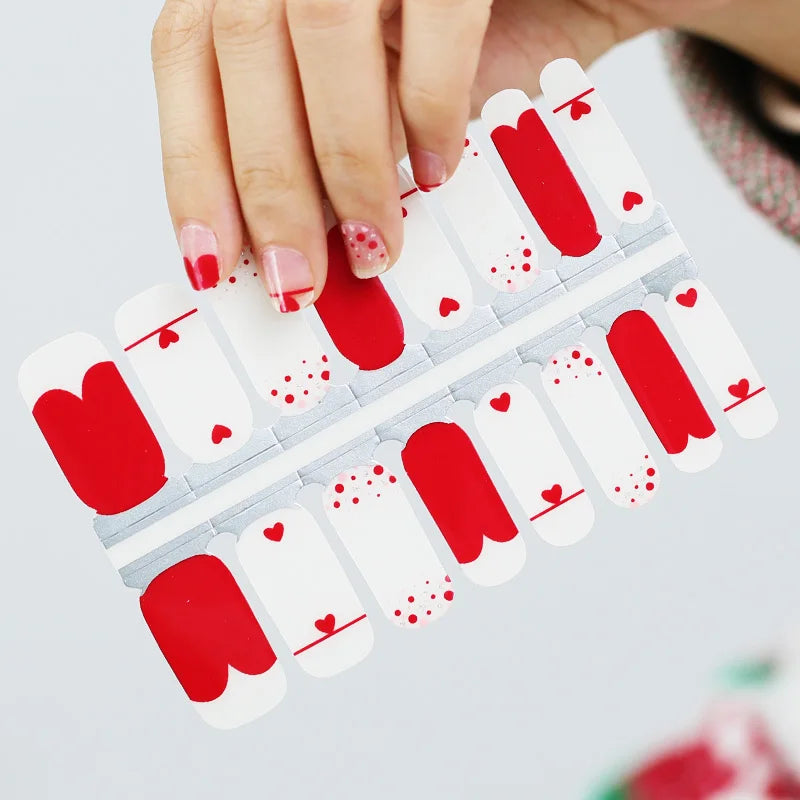 2026 New Wholesale Custom Nail Wraps Valentine Design Eco-friendly 2D/3D Easy Apply Real Nail Polish Strips