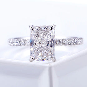 Mishang Jewelry MSR-776 PT950 Claw Setting Radiant Shape 2CT E VS1 Lab Grown Diamond Ring