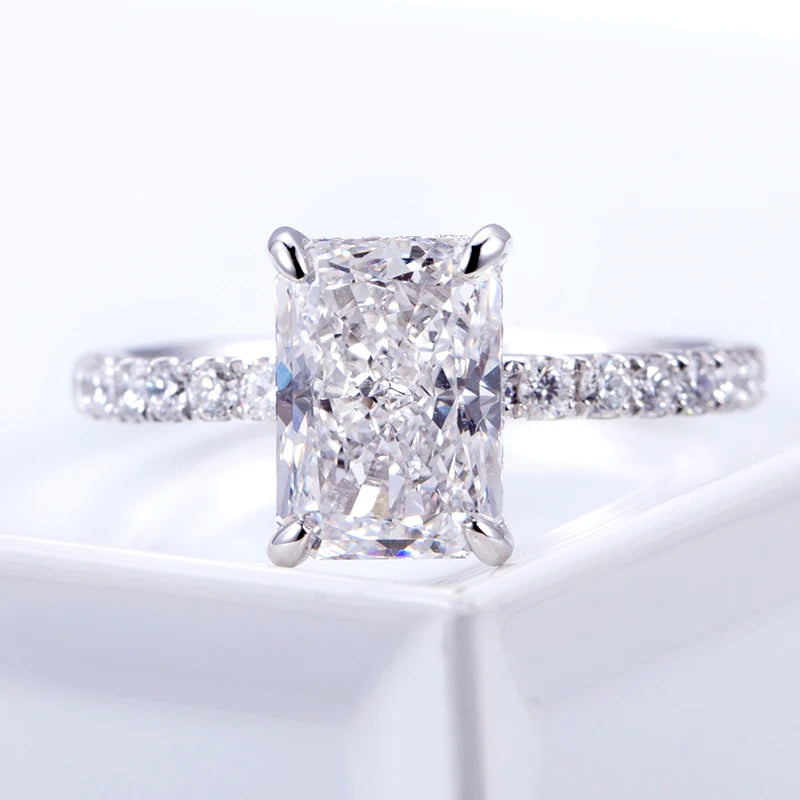 Mishang Jewelry MSR-776 PT950 Claw Setting Radiant Shape 2CT E VS1 Lab Grown Diamond Ring