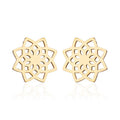 Tiny 18K Gold Silver Plating Stainless Steel Lucky Good Karma Lotus Flower Stud Earring Jewelry for Women