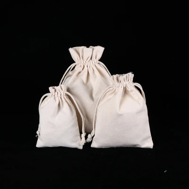 Customized Design With Logo Pure Color Canvas Drawstring Bag for Jewelry Packaging Candy Gift Cosmetic Watch Organizer
