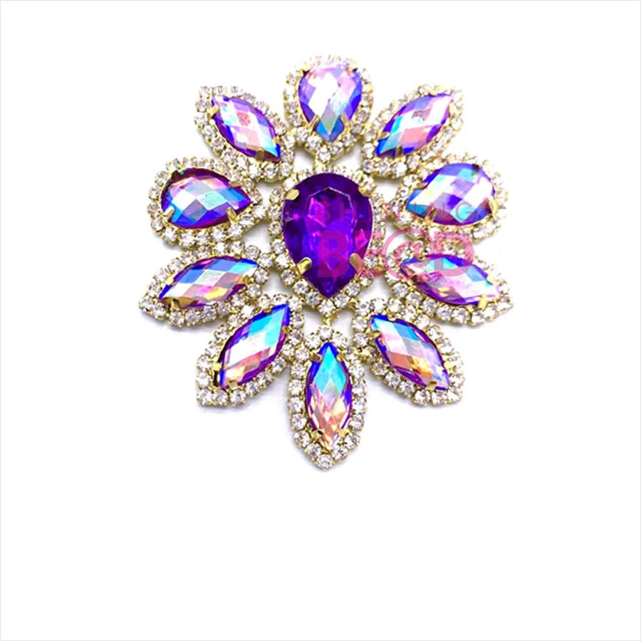 Wholesale Patches AB Rhinestone Applique Acrylic Crystal Bridal Applique Wedding Patch Badge Sew on