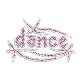 Customized Big Pink Letters Dance Iron-On Rhinestone Transfer