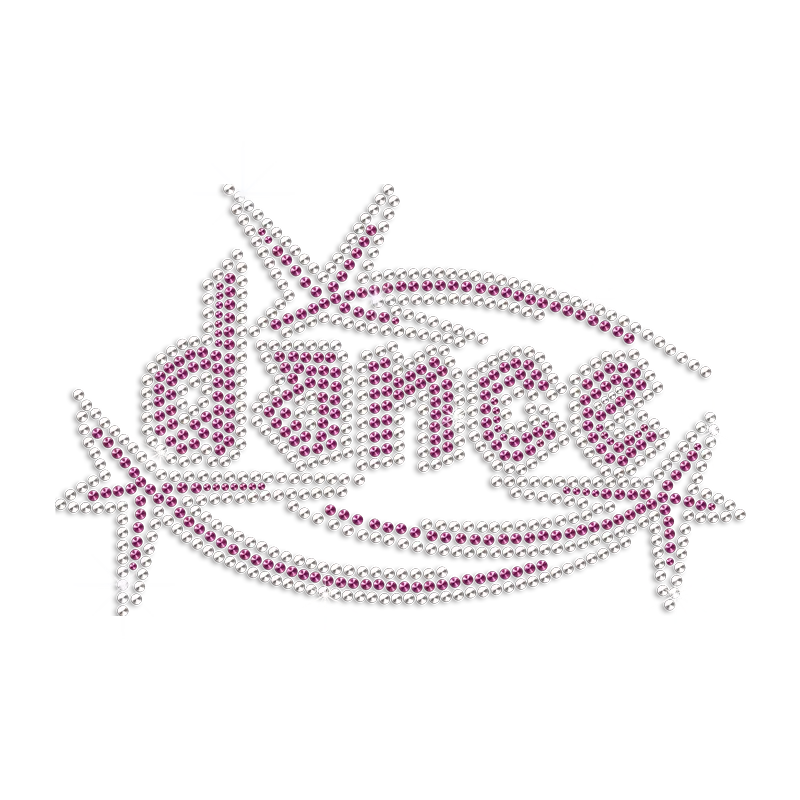 Customized Big Pink Letters Dance Iron-On Rhinestone Transfer