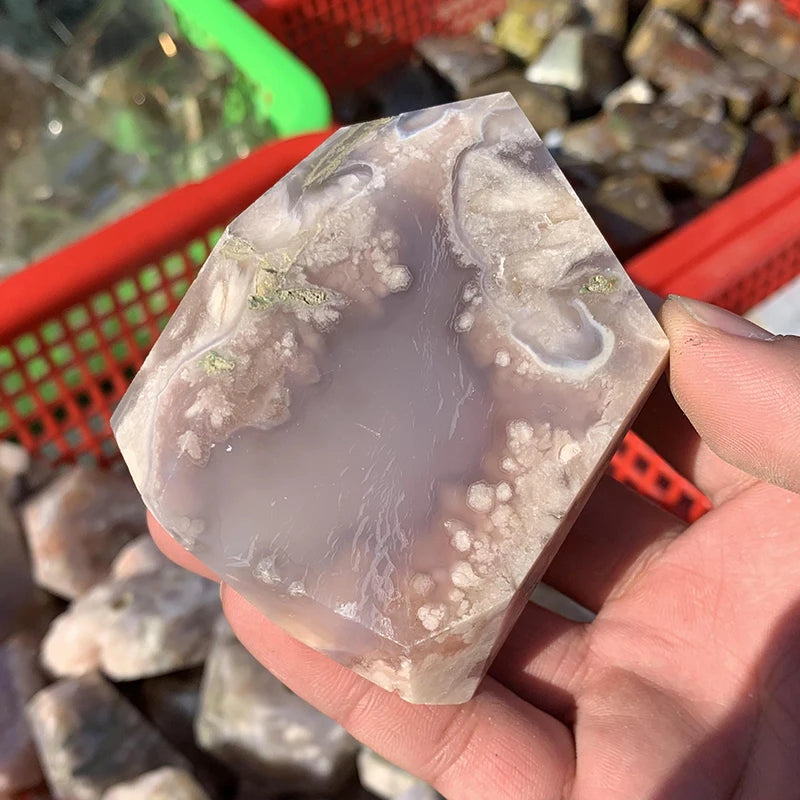 Wholesale Natural Cherry Blossom Agate Freeform Polished Stone Flower Agate Stone for Home Decoration