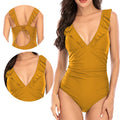 Chinese Factory Swimming Teen Girls One-piece Yellow Swimwear Team Suits for Women Pom Swim Suit