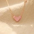 FUAMAY Women's Classic Engagement Gift Dainty Pink Baguette Heart Sterling Silver Pendant Necklace