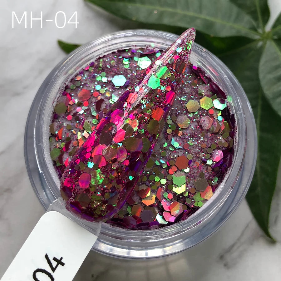 200 Colors Hexagon Shiny 1Kg Glitter Acrylic Nail Powder Fast Dry Super White for Extension Carving