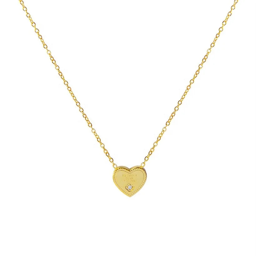Stainless Steel Minimalist Dainty Letter Heart Shape Pendant Stacking Necklace