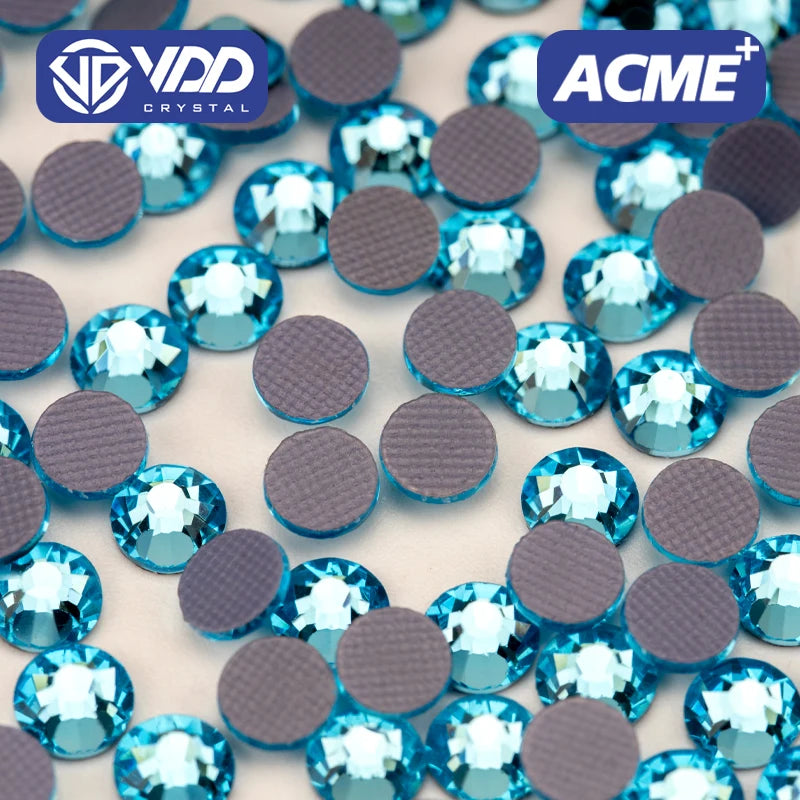 VDD 027 Aquamarine ACME Top Quality Hot-Fix Glass Rhinestones Crystal Flatback Strass Stones for Garment Wedding Dress