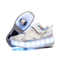 USB Rechargeable Kids Roller Shoes LED Flashing Retractable Roller Skates Sneakers