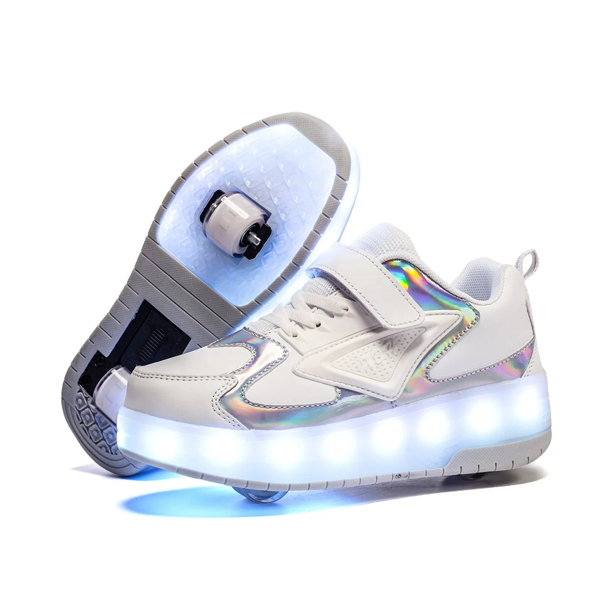 USB Rechargeable Kids Roller Shoes LED Flashing Retractable Roller Skates Sneakers