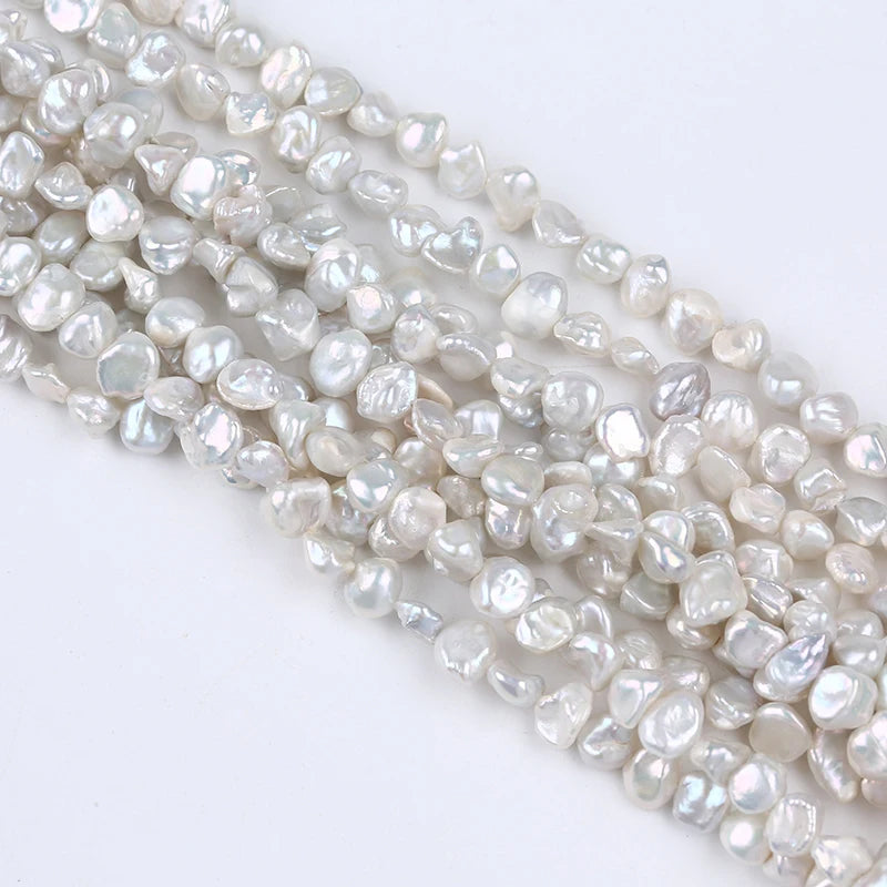 7-9mm Natural Real Side Hole Keshi Baroque Shape Freshwater Pearl Beads Strands String