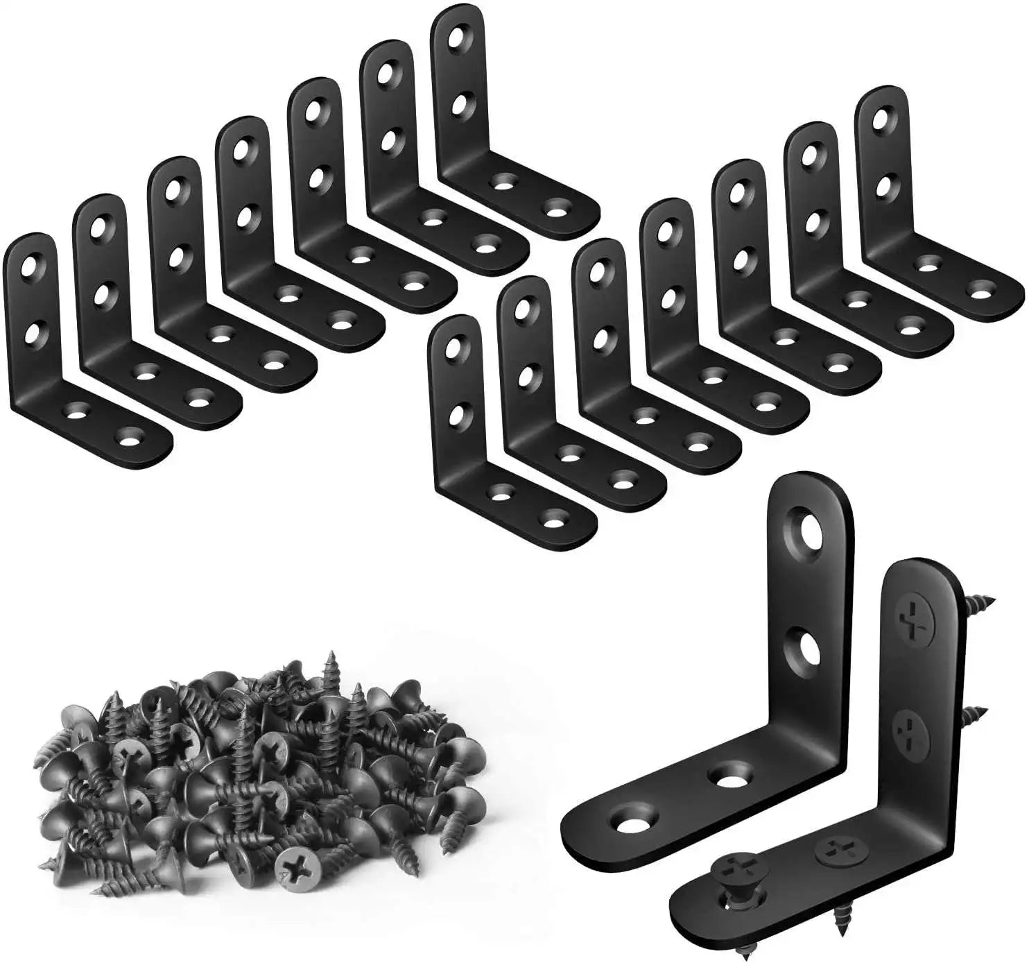 Stainless Steel l Shape Support Corner Wide Brace 90 Degree Anti-stress Support Angle Black Corner Bracket