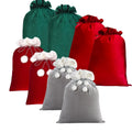 Custom Canvas Sacks Velvet Pom Pom Santa Sack Luxury Red Large Plush Drawstring Gift Bag Sublimation Blank Christmas Sack 2025