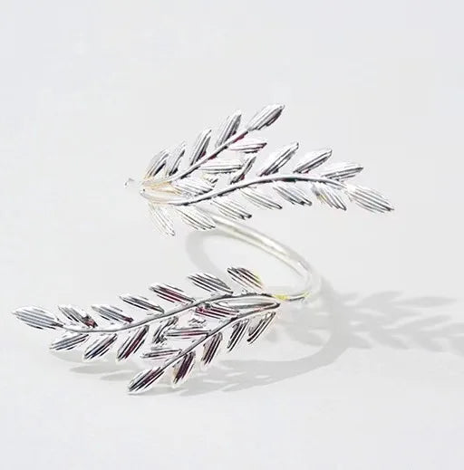 New Wedding Eco-Friendly Modern Minimalist Metal Napkin Ring with Golden Wheat Sprout Design