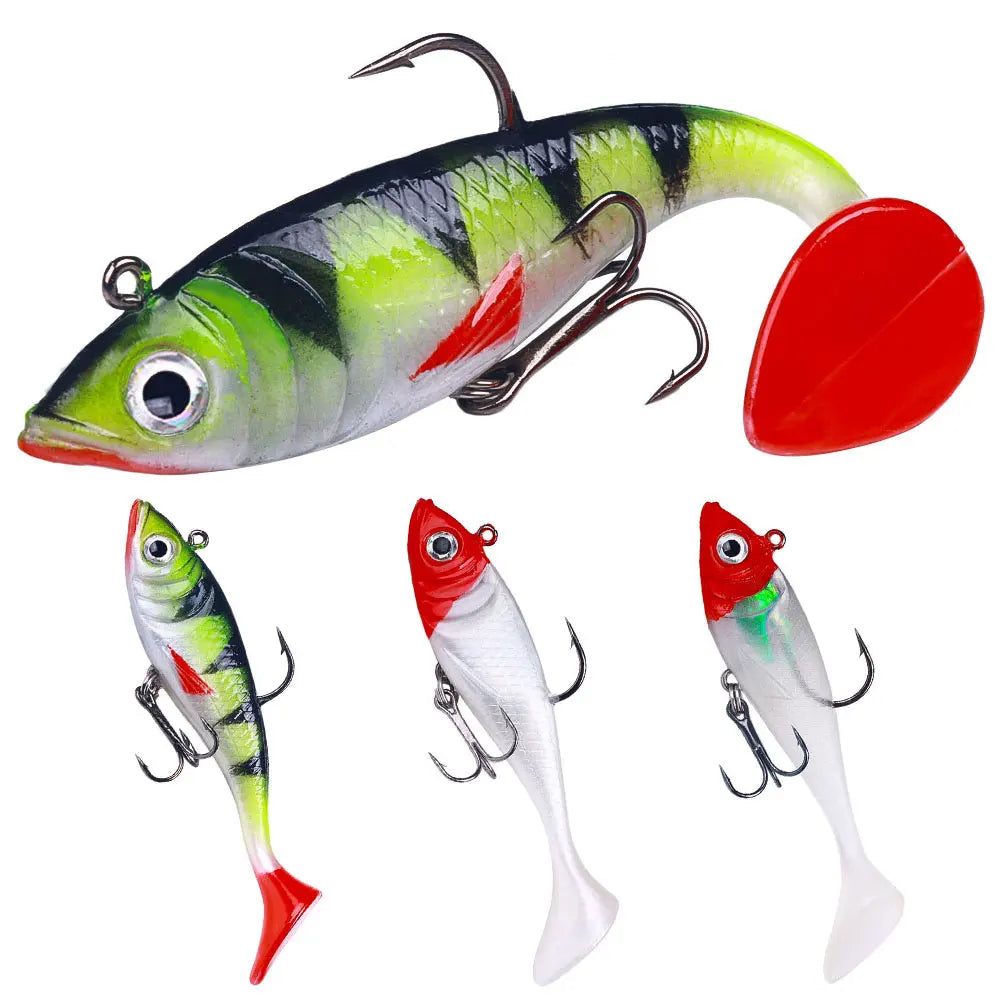 5pcs/bag 8.5cm/10.6g Paddle Tail Soft Plastics Lures Artificial Soft Lures Fishing Set Soft Lead Jig Head Lure