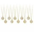 HOVANCI 3 Newest Design Gold Plated Crystal Rhinestone White Shell 12 Zodiac Pendant Necklace