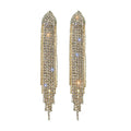 SC the Newest Long Chain Tassel Pendant Earrings  Shiny Long Zircon Earrings Creative Triangle Stud Earrings for Girl Women