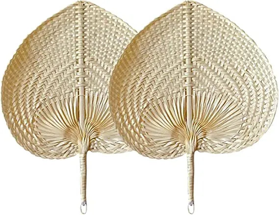 Viet Nam Handwoven Bamboo Craft Weave Heart Rattan Chinese Fan Palm Elegant Wedding Decorations Hand Fans