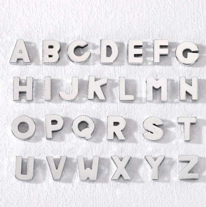 Wholesale Stocked Cheap Metal Silver 10mm 8mm Belt Metal Slide Multi Letter