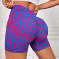 FLW Women's Butt Lift Workout Gym Fitness Sets Lightweight High Waist Yoga Shorts with Seamless Print Pattern