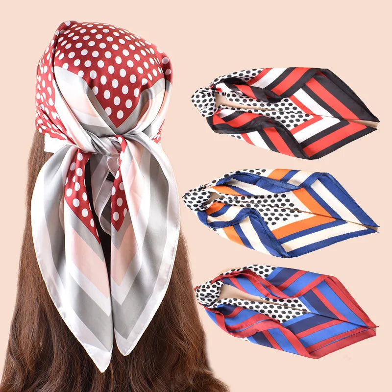 2025 Hot Twill Bag Scarf Silk Women Scarf Silk Satin Chiffon Hair Scarf  Luxury 70*70cm air Bandannas Kerchief Customization