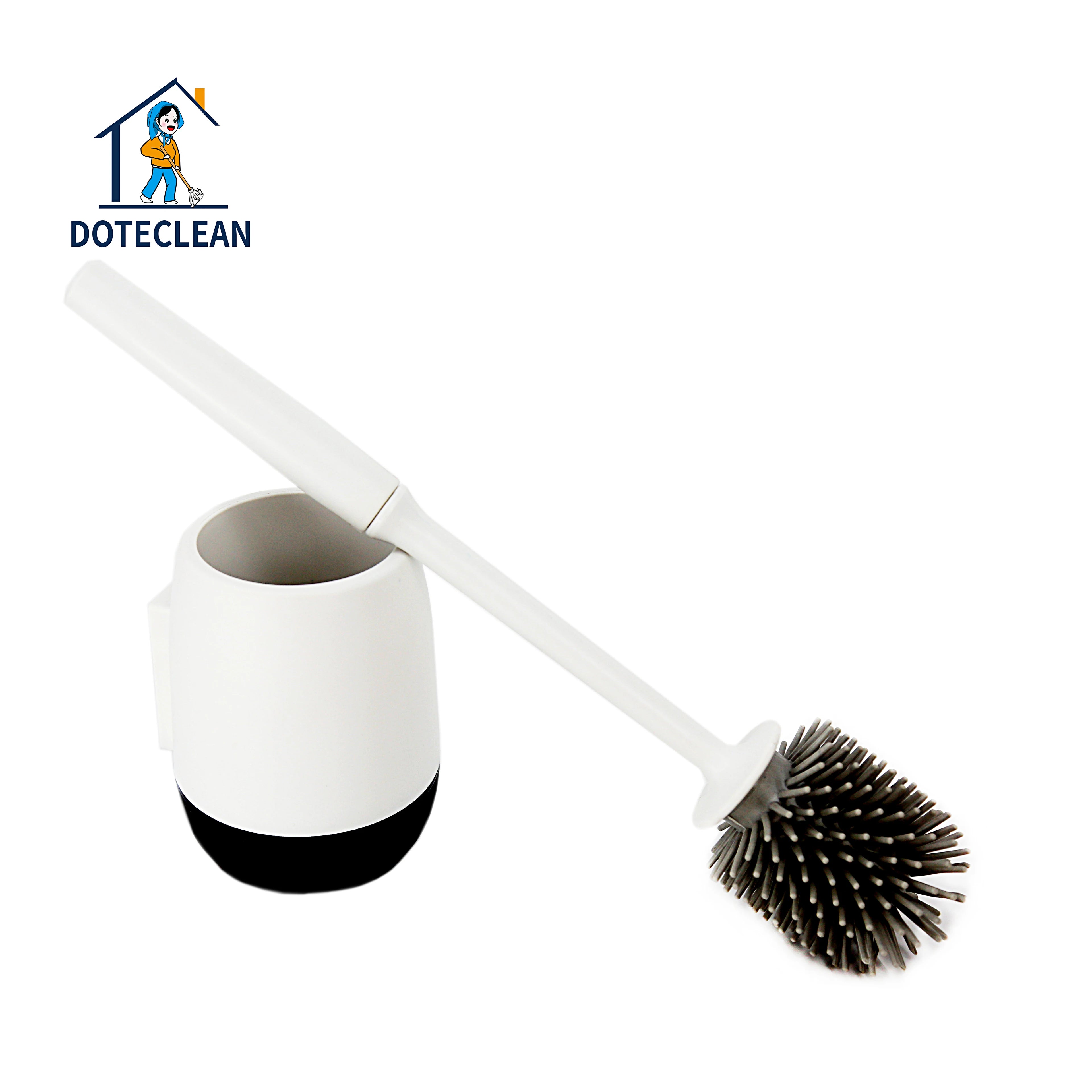 New TPR Silicone Round Scrub Toilet Brush with Holder Soft Plastic Bathroom Cleaner 1pc/Inner Box Pack of 2 Pcs