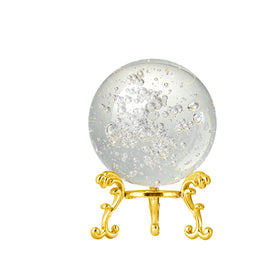 60mm Crystal Bubble Ball with Gold Stand Glass Sphere Paperweight Healing Meditation Ball for Creative Gift